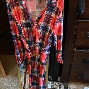 Flannel dress material is very very soft, comes with the brown belt.